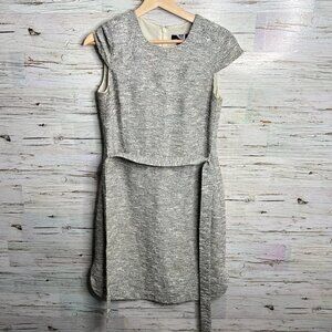 J. CREW Belted Dress Black  White Tweed gray size 0